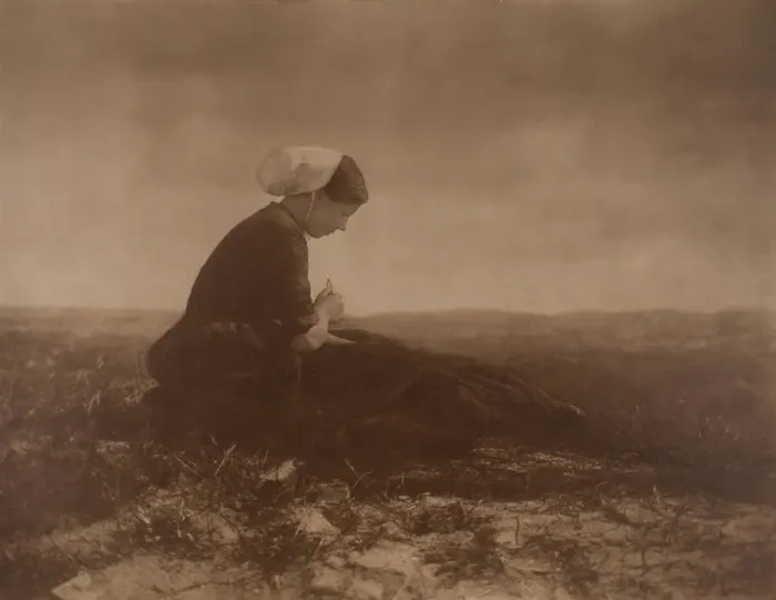 Framed Print : The Net Mender, 1894. Creator: Alfred Stieglitz Framed Print : The Net Mender, 1894. Creator: Alfred Stieglitz