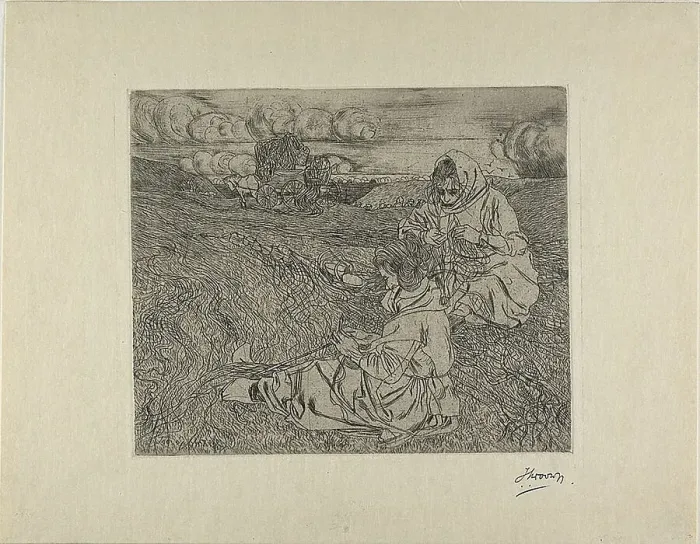 Framed Print : The Net Menders, 1899. Creator: Jan Toorop Framed Print : The Net Menders, 1899. Creator: Jan Toorop