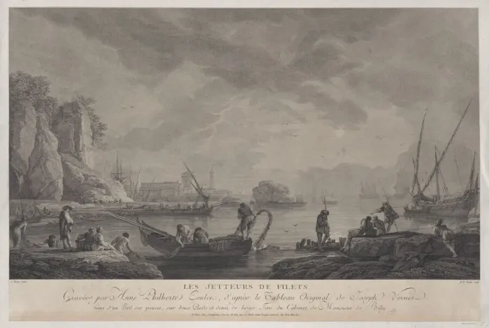Framed Print : The Net Throwers, ca. 1750-1800. Creator: Anne Philiberte Coulet Framed Print : The Net Throwers, ca. 1750-1800. Creator: Anne Philiberte Coulet