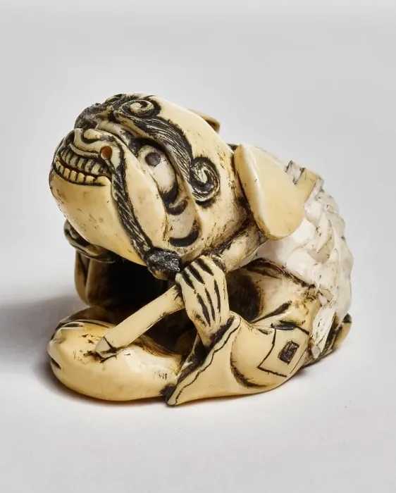Framed Print : Netsuke (man with lion mask ), about 1850. Creator: Unknown Framed Print : Netsuke (man with lion mask ), about 1850. Creator: Unknown