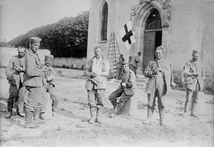 Framed Print : Neufmentier [i.e. Chauconin-Neufmontiers], German wounded prisoners, between c1914 and c1915. Creator: Bain News Service