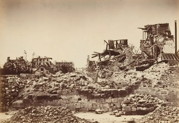 Framed Print : Neuilly Bombarded. General View of the rue de Chezy, 1871. Creator: Alphonse J