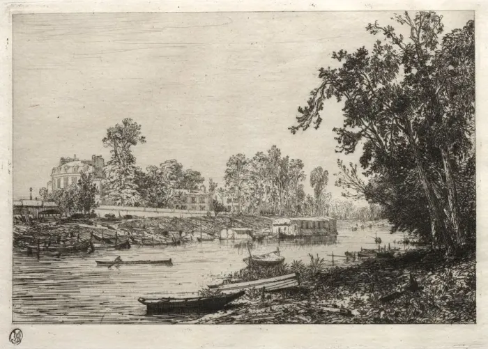 Framed Print : A Neuilly (bras de Seine avec laboir). Creator: Maxime Lalanne (French, 1827-1886) Framed Print : A Neuilly (bras de Seine avec laboir). Creator: Maxime Lalanne (French, 1827-1886)