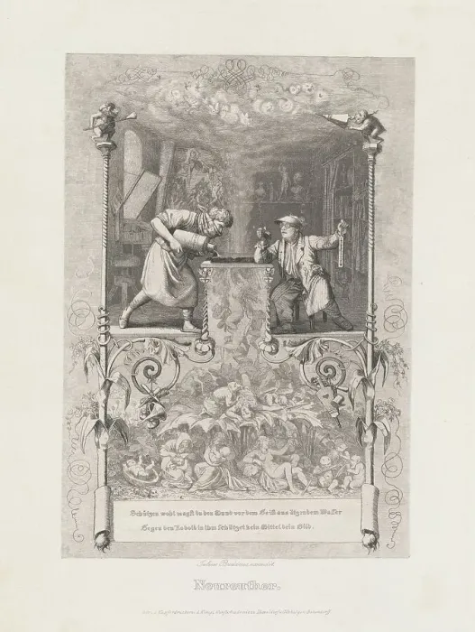 Framed Print : Neureuther (Self-Portrait in the Etching Studio), 1839. Creator: Eugen Napoleon Neureuther Framed Print : Neureuther (Self-Portrait in the Etching Studio), 1839. Creator: Eugen Napoleon Neureuther