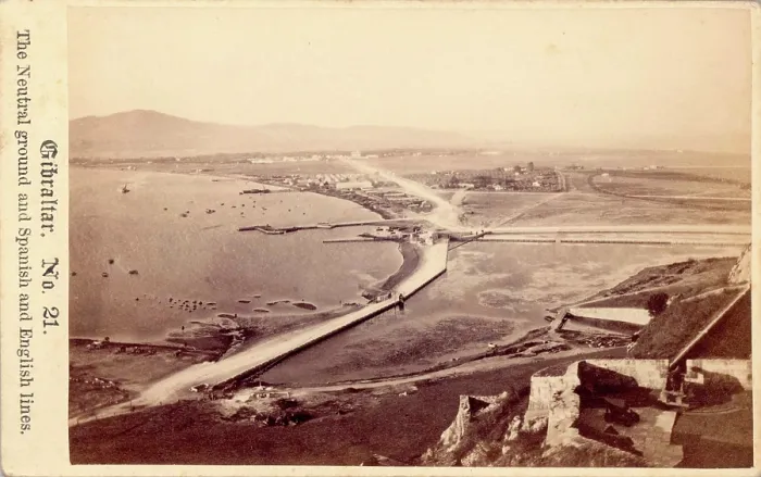 Framed Print : The Neutral Ground and Spanish and English Lines, Gibraltar, 19th century. Creator: Anon Framed Print : The Neutral Ground and Spanish and English Lines, Gibraltar, 19th century. Creator: Anon