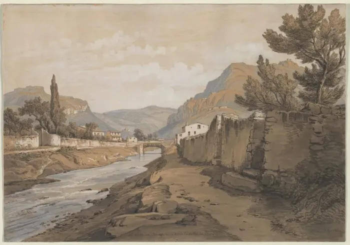 Framed Print : The Neuve River at the End of the Dardenne Valley, 1800s. Creator: Edouard Jean Marie Hostein Framed Print : The Neuve River at the End of the Dardenne Valley, 1800s. Creator: Edouard Jean Marie Hostein