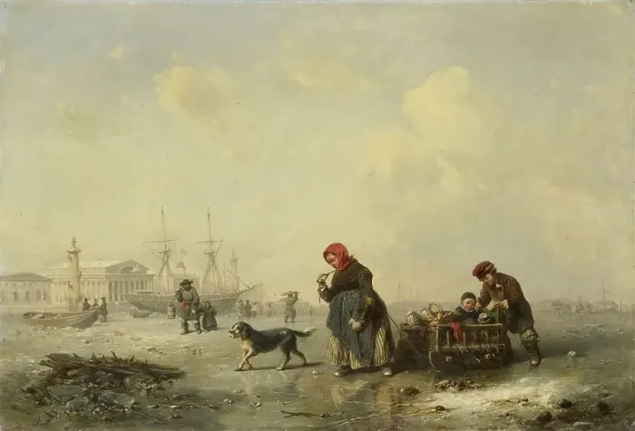 Framed Print : The Neva at St Petersburg (Leningrad) in the Winter, 1844. Creator: Theodor Hildebrandt Framed Print : The Neva at St Petersburg (Leningrad) in the Winter, 1844. Creator: Theodor Hildebrandt