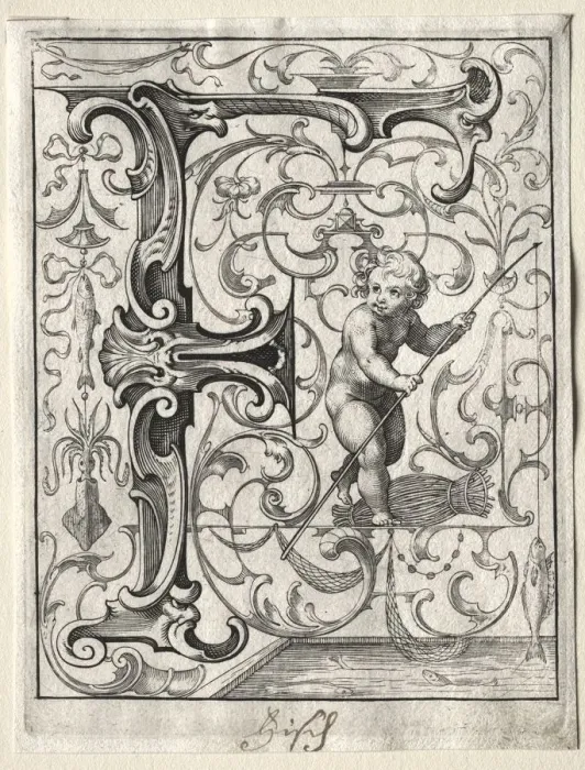 Framed Print : New ABC Booklet: F, 1627. Creator: Lucas Kilian (German, 1579-1637) Framed Print : New ABC Booklet: F, 1627. Creator: Lucas Kilian (German, 1579-1637)