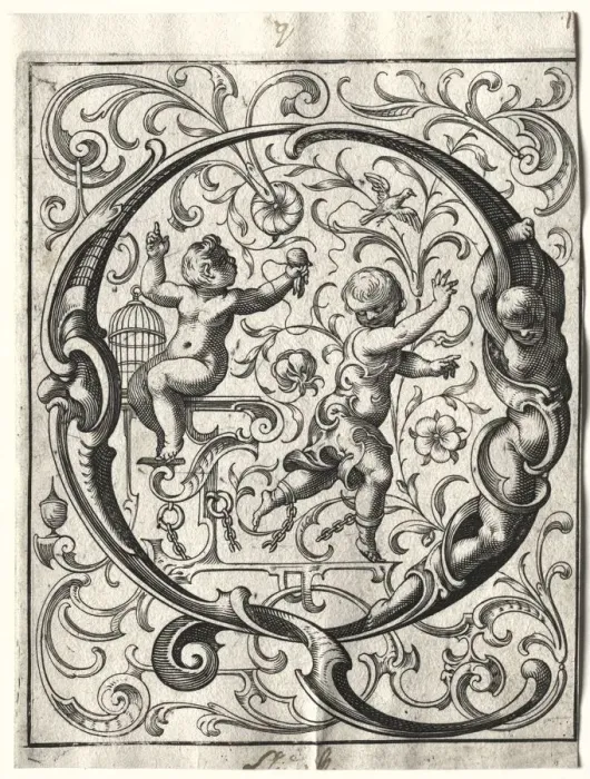 Framed Print : New ABC Booklet: Q, 1627. Creator: Lucas Kilian (German, 1579-1637) Framed Print : New ABC Booklet: Q, 1627. Creator: Lucas Kilian (German, 1579-1637)