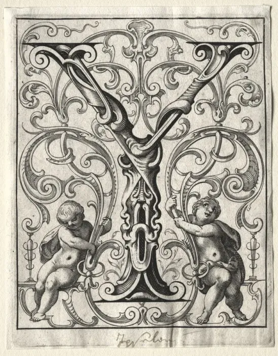Framed Print : New ABC Booklet: Y, 1627. Creator: Lucas Kilian (German, 1579-1637) Framed Print : New ABC Booklet: Y, 1627. Creator: Lucas Kilian (German, 1579-1637)