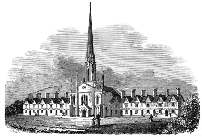 Framed Print : New Alms-houses at Northfleet, 1844. Creator: Unknown Framed Print : New Alms-houses at Northfleet, 1844. Creator: Unknown