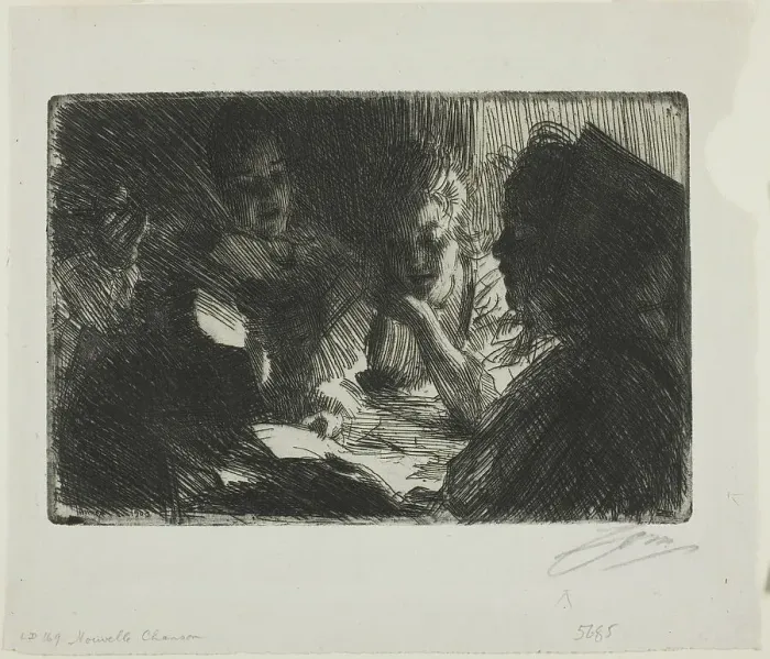 Framed Print : The New Ballad, 1903. Creator: Anders Leonard Zorn Framed Print : The New Ballad, 1903. Creator: Anders Leonard Zorn