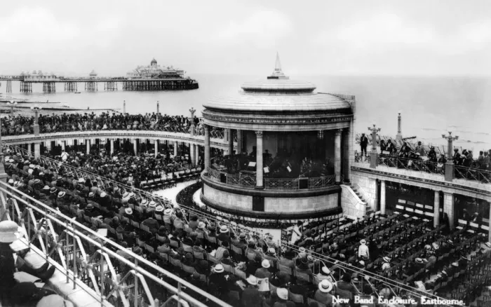 Framed Print : The new band enclosure, Eastbourne, East Sussex, early 20th century Framed Print : The new band enclosure, Eastbourne, East Sussex, early 20th century