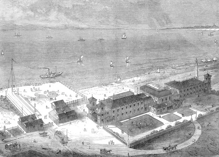 Framed Print : New baths and assembly-rooms at Southsea, 1871. Creator: Unknown Framed Print : New baths and assembly-rooms at Southsea, 1871. Creator: Unknown