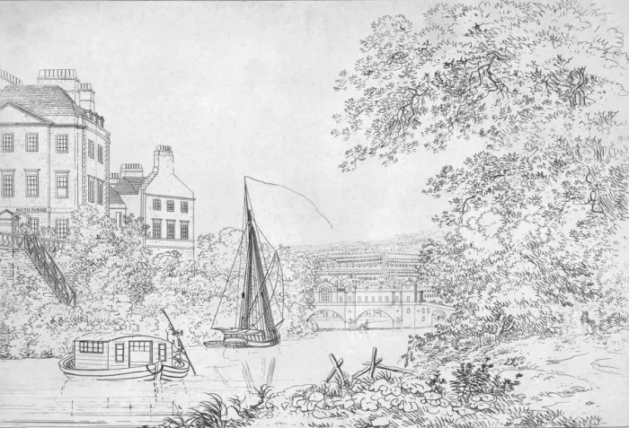 Framed Print : New Bridge, Bath, 1788 Framed Print : New Bridge, Bath, 1788