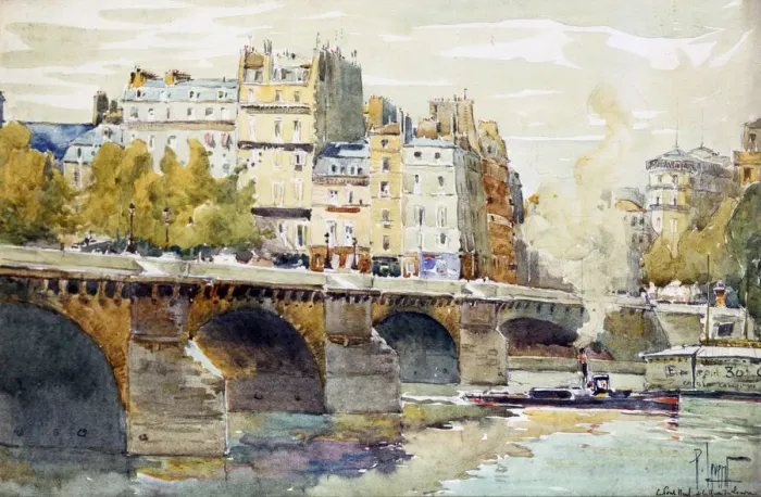 Framed Print : The New Bridge and the Quay of the Louvre, c1890-c1938. Artist: Rene Leverd Framed Print : The New Bridge and the Quay of the Louvre, c1890-c1938. Artist: Rene Leverd