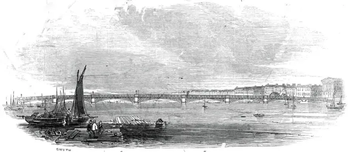Framed Print : New Bridge at St. Petersburg, 1845. Creator: Unknown Framed Print : New Bridge at St. Petersburg, 1845. Creator: Unknown