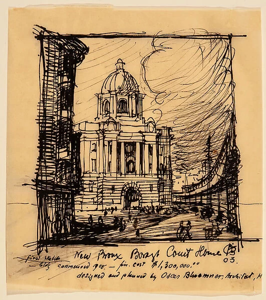 New Bronx County Courthouse, 1903. Creator: Oscar Bluemner