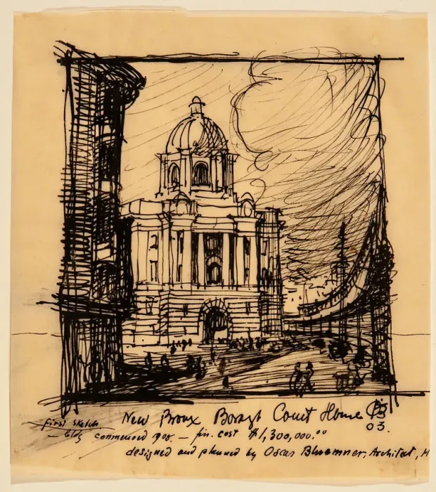 Framed Print : New Bronx County Courthouse, 1903. Creator: Oscar Bluemner Framed Print : New Bronx County Courthouse, 1903. Creator: Oscar Bluemner
