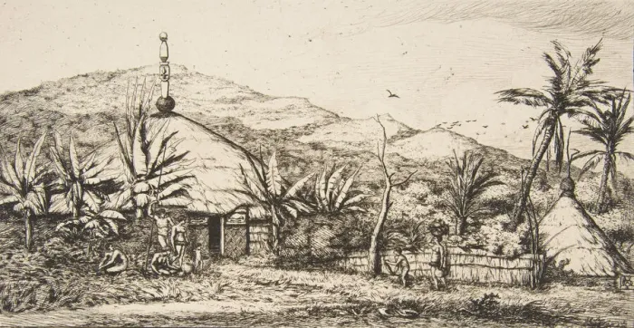 Framed Print : New Caledonia: Large native hut on the road from Balade to Puebo, 1845, 1863 Framed Print : New Caledonia: Large native hut on the road from Balade to Puebo, 1845, 1863