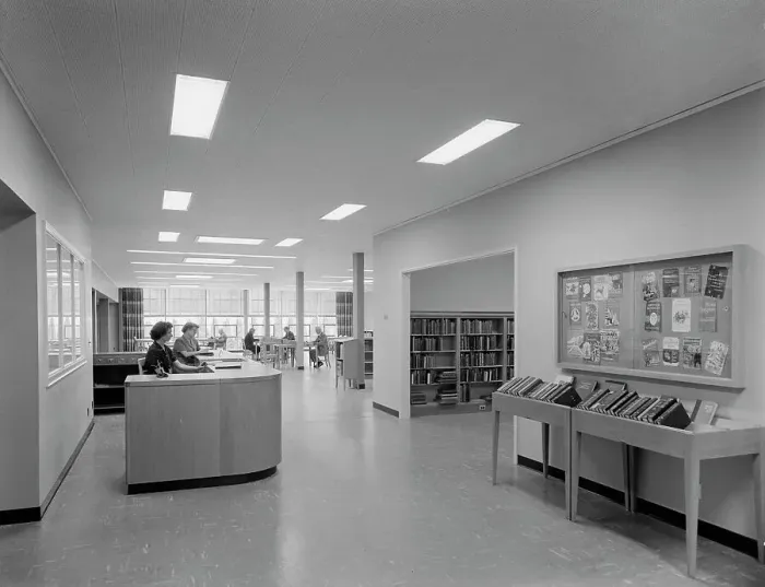 Framed Print : New Canaan Public Library, New Canaan, Connecticut, 1953. Creator: Gottscho-Schleisner, Inc