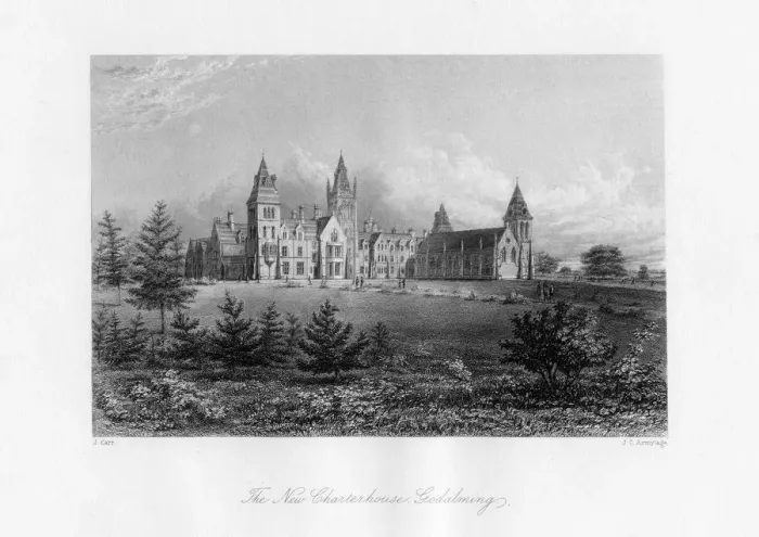 Framed Print : The New Charterhouse, Godalming, Surrey, late 19th century. Artist: JC Armytage Framed Print : The New Charterhouse, Godalming, Surrey, late 19th century. Artist: JC Armytage