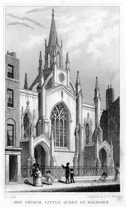 Framed Print : New Church, Little Queen Street, Holborn, London, 19th century. Artist: Thomas Hosmer Shepherd Framed Print : New Church, Little Queen Street, Holborn, London, 19th century. Artist: Thomas Hosmer Shepherd