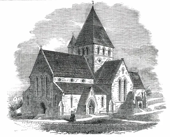 Framed Print : New Church of St. Ann, in the Isle of Alderney, 1850. Creator: Unknown Framed Print : New Church of St. Ann, in the Isle of Alderney, 1850. Creator: Unknown