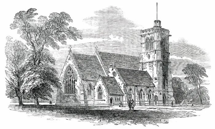 Framed Print : New Church of St. John the Evangelist, at Great Stanmore, 1850. Creator: Unknown Framed Print : New Church of St. John the Evangelist, at Great Stanmore, 1850. Creator: Unknown