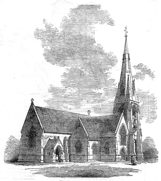 Framed Print : New Church of St. John the Evangelist, at Lowestoft, 1854. Creator: Unknown Framed Print : New Church of St. John the Evangelist, at Lowestoft, 1854. Creator: Unknown