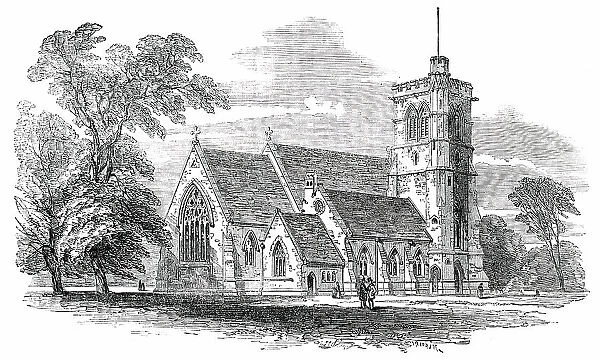 New Church of St. John the Evangelist, at Great Stanmore, 1850. Creator: Unknown