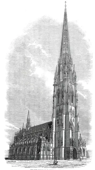 Framed Print : The new Church of St. Nicholas at Hamburg, 1845. Creator: Unknown Framed Print : The new Church of St. Nicholas at Hamburg, 1845. Creator: Unknown
