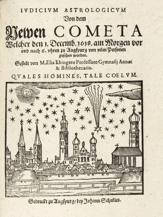 Framed Print : A new Comet viewed from Augspurg, Germany on 1 December, 1618, pub. 1618. Creator Framed Print : A new Comet viewed from Augspurg, Germany on 1 December, 1618, pub. 1618. Creator