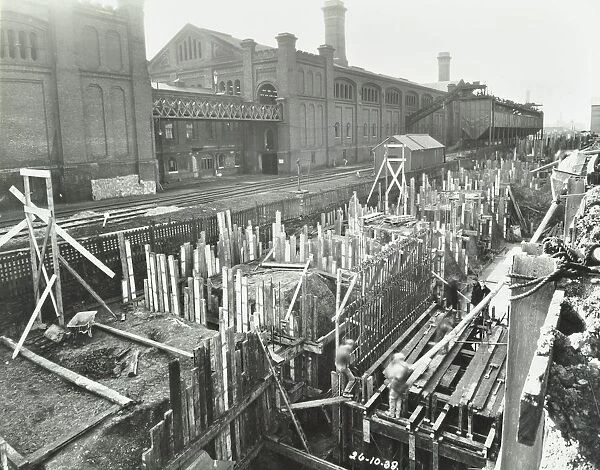 New construction work, Beckton Sewage Works, Woolwich, London, 1938
