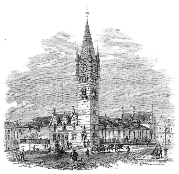 Framed Print : New covered market at Darlington, 1864. Creator: Unknown Framed Print : New covered market at Darlington, 1864. Creator: Unknown