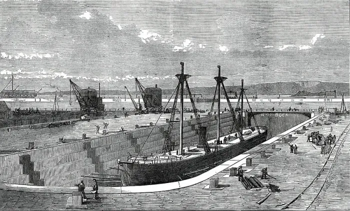 Framed Print : New Docks and Basin, Portsmouth, 1876. Creator: Unknown