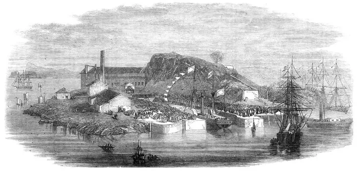 Framed Print : New dry dock at Rio de Janeiro, 1868. Creator: Unknown
