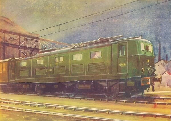 New Electric Locomotive, L. N. E. R. leaving Manchester London Road Station, 1940
