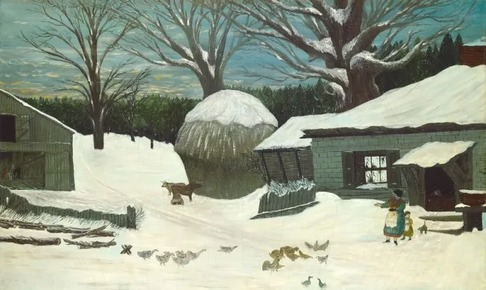 Framed Print : New England Farm in Winter, 1850 or after. Creator: Unknown Framed Print : New England Farm in Winter, 1850 or after. Creator: Unknown