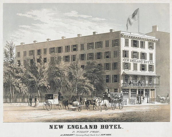 New England Hotel, Broadway, Adjoining Trinity Church Yard, New York, ca. 1848