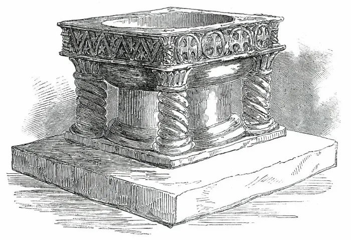 Framed Print : New Font for Easton Church, near Winchester, 1850. Creator: Unknown Framed Print : New Font for Easton Church, near Winchester, 1850. Creator: Unknown