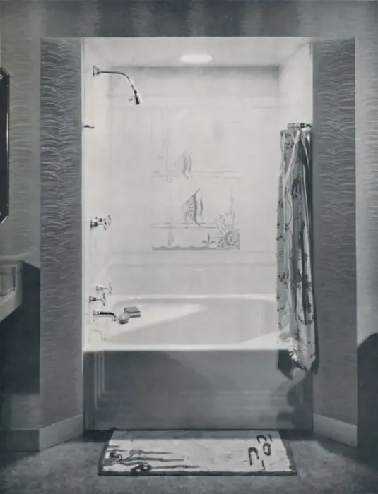 Framed Print : New four foot square Neo-Angle Bath, 1935. Artist: Drix Duryea Framed Print : New four foot square Neo-Angle Bath, 1935. Artist: Drix Duryea