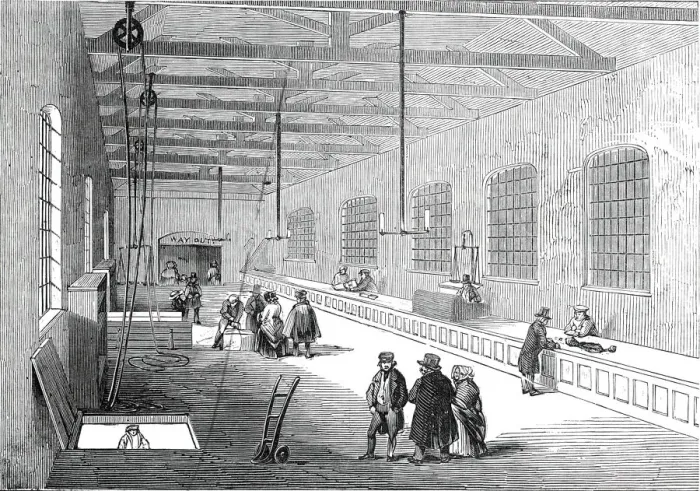Framed Print : New foreign baggage warehouse, St. Katherines Docks, 1845. Creator: Unknown Framed Print : New foreign baggage warehouse, St. Katherines Docks, 1845. Creator: Unknown