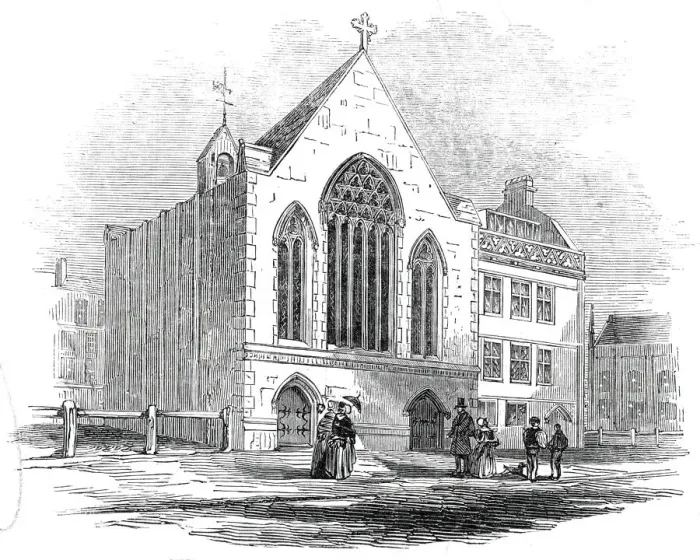 Framed Print : New French Protestant Episcopal Church, Bloomsbury, 1845. Creator: Unknown Framed Print : New French Protestant Episcopal Church, Bloomsbury, 1845. Creator: Unknown