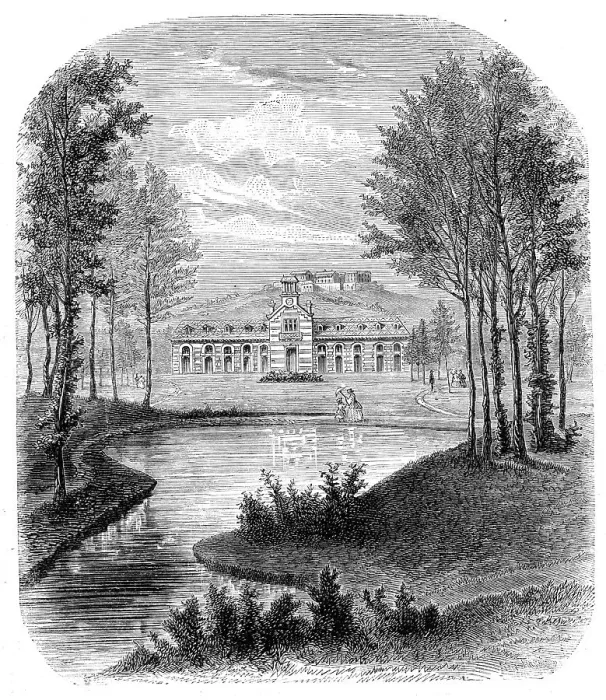 Framed Print : The new Garden of Acclimatisation at Paris - from a drawing by M. Thorigny, 1860. Creator: Unknown Framed Print : The new Garden of Acclimatisation at Paris - from a drawing by M. Thorigny, 1860. Creator: Unknown