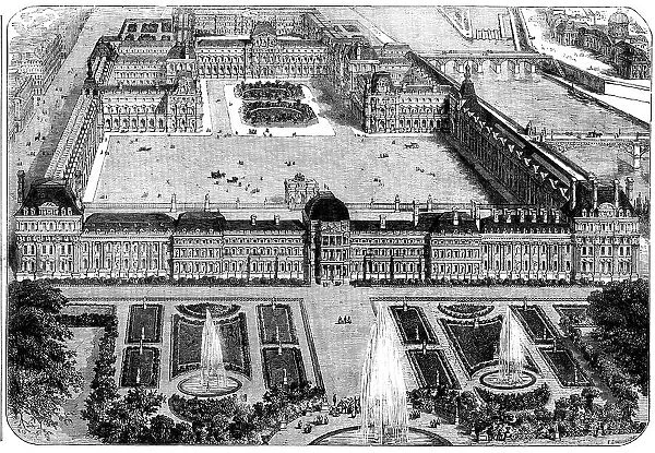 The New Gardens and Palace of the Tuileries, and the New and Old Louvre, 1858. Creator: Unknown