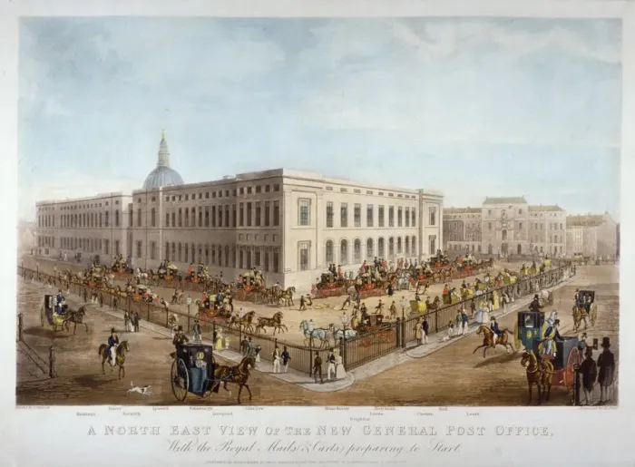 Framed Print : The new General Post Office, City of London, c1830. Artist: Henry Pyall Framed Print : The new General Post Office, City of London, c1830. Artist: Henry Pyall