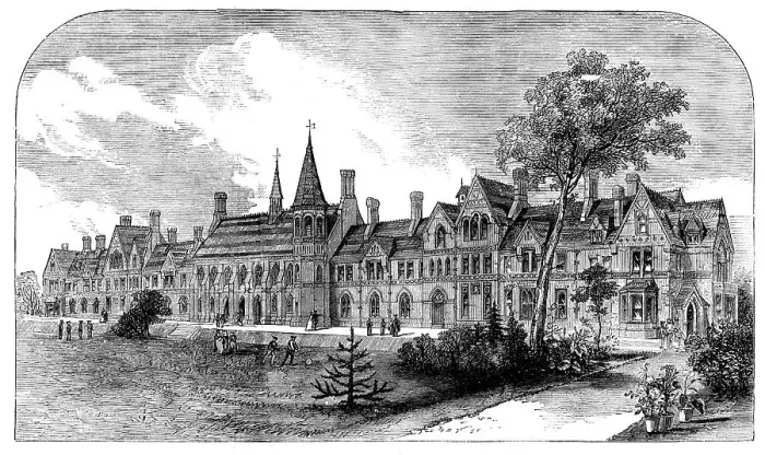 Framed Print : The new grammar school at Reading, 1871. Creator: Unknown