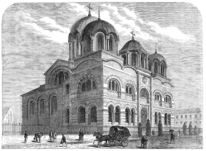 Framed Print : The new Greek Church, Liverpool, 1870. Creator: Unknown Framed Print : The new Greek Church, Liverpool, 1870. Creator: Unknown