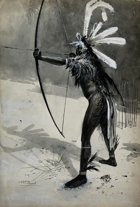 Framed Print : A New Guinea sportsman testing his armour, 1905. Creator: Albert Henry Fullwood Framed Print : A New Guinea sportsman testing his armour, 1905. Creator: Albert Henry Fullwood